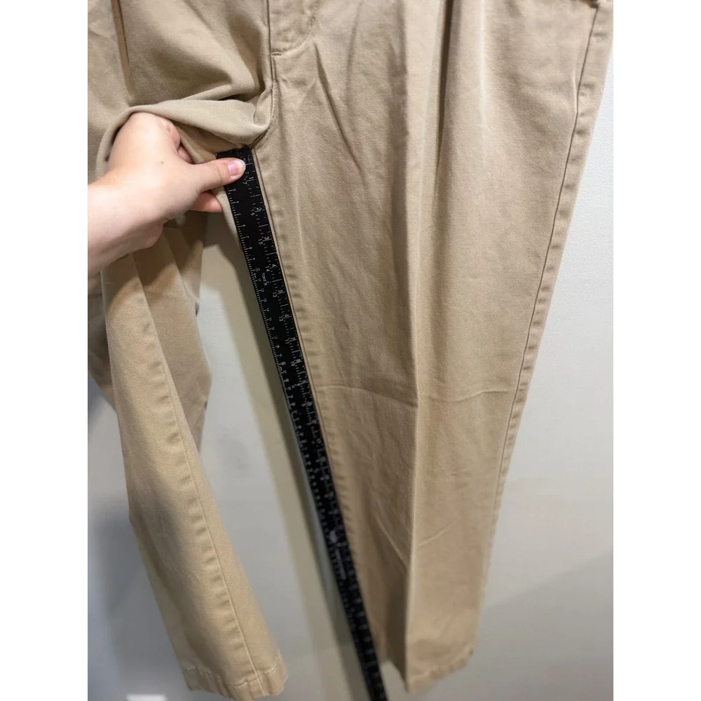 Lands End Mens 36 Traditional Fit Pleated Chino Pants Khaki Tan 100% Cotton